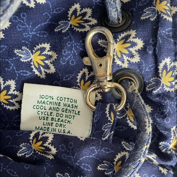 Vera Bradley retired Maison Floral navy blue/yellow Drawstring Backpack - Picture 5 of 11